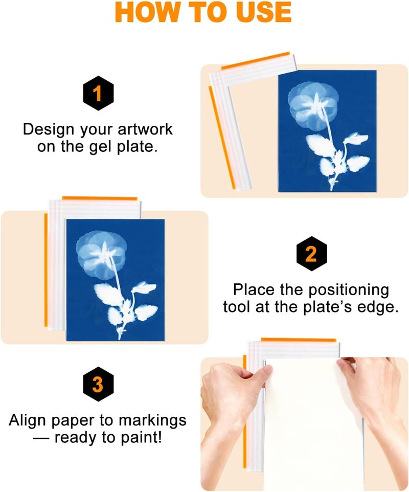 UCEC 3 Pack Paper Positioning Tool (6×8 inch) with Brayer Roller Set – Gel Plate Printing Tool with 2 Rubber Rollers (2.4in & 4in) for Crafting, L Square Ruler for Paper Alignment & Printmaking - Image 4